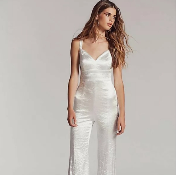 Free People Silver Crush Wide Leg Jumpsuit - Picture 1 of 12